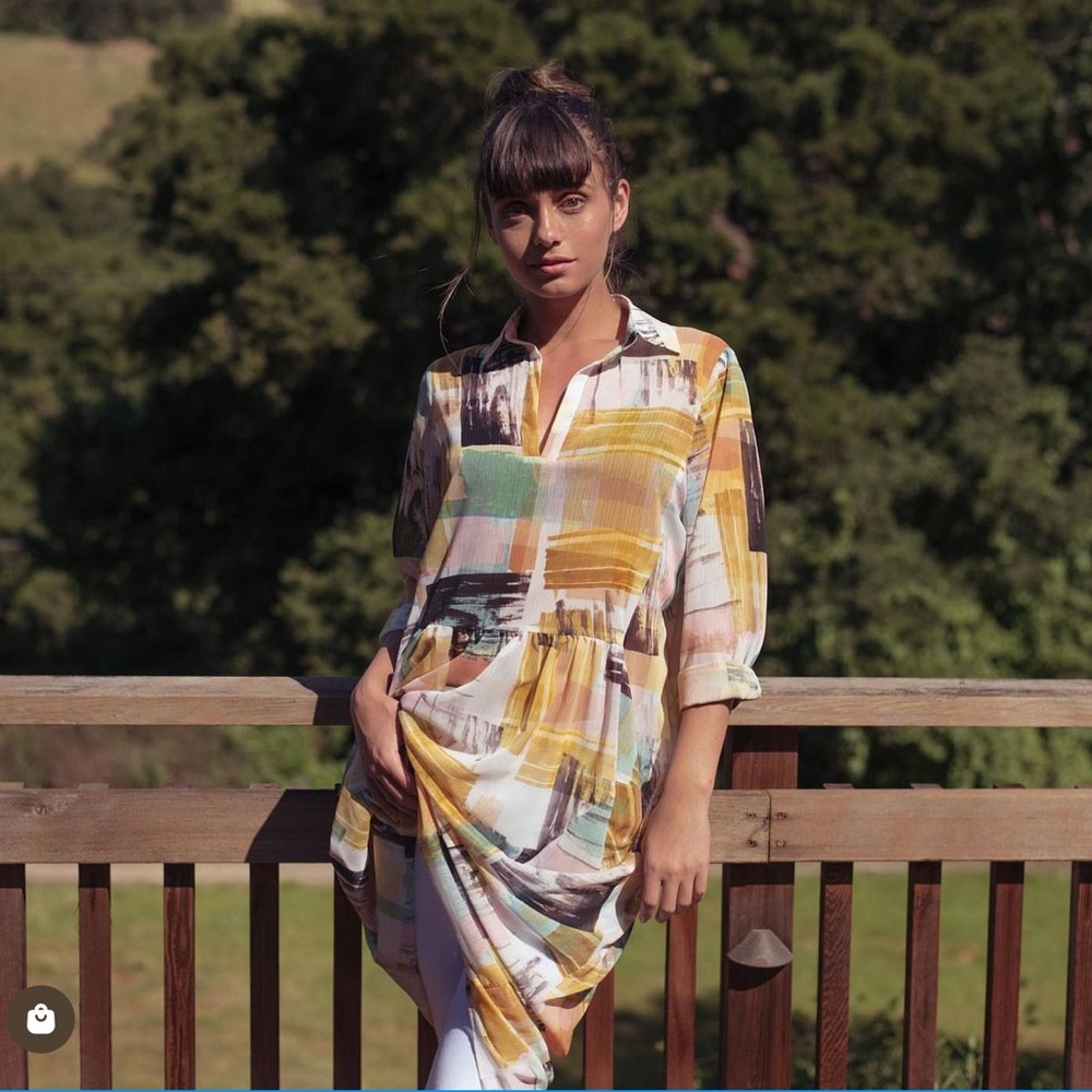 Ruti Shirt Dress in Yellow Multi-Color Print